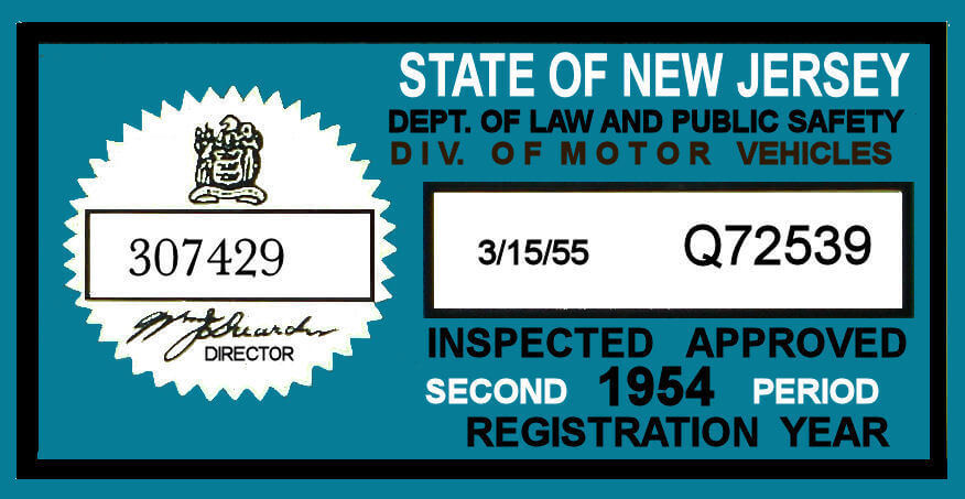 (image for) 1954 2nd period New Jersey inspection sticker